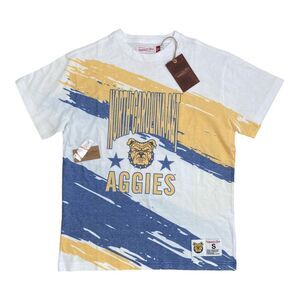 NC A&T Aggies Mitchell & Ness T Shirt Mens Small White Paintbrush Sublimated NWT
